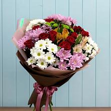Букет цветов из:  Розы, Хризантемы и Альстромерии в Средней Ахтубе